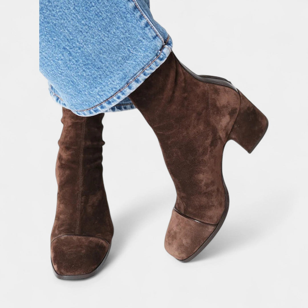 Lea – Elegante sko med firkantet tå og blokhæl 