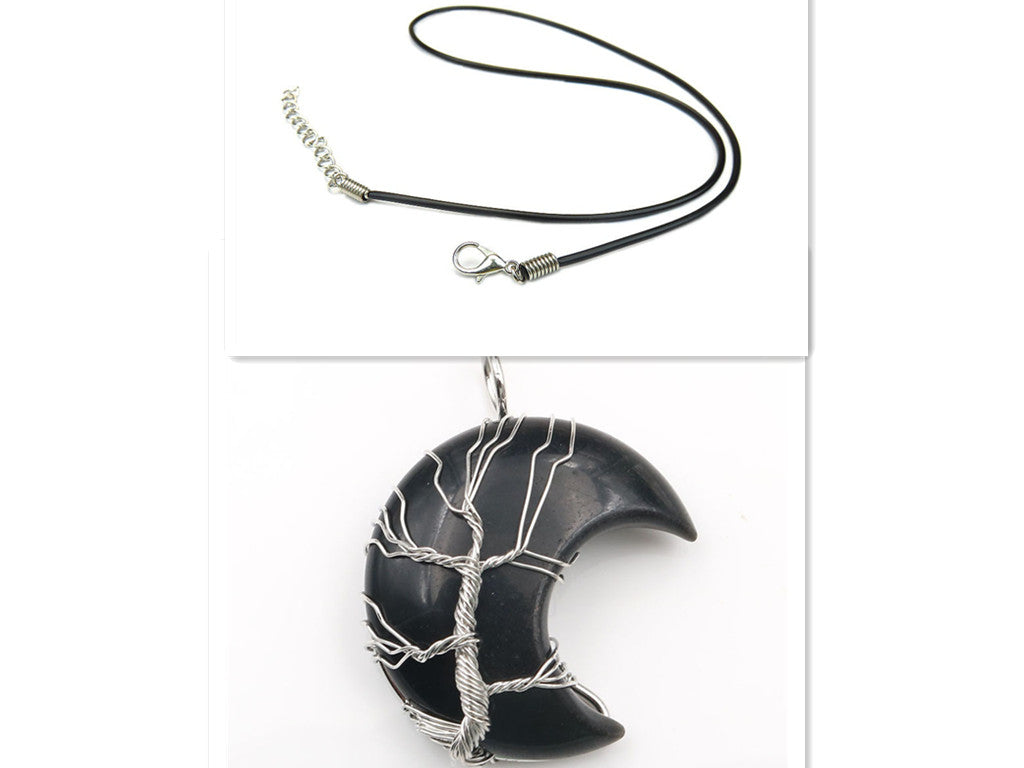 Halskæde med Livets Træ vedhæng og Månekrystal Accessories 