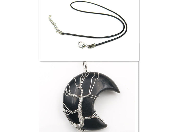 Halskæde med Livets Træ vedhæng og Månekrystal Accessories 