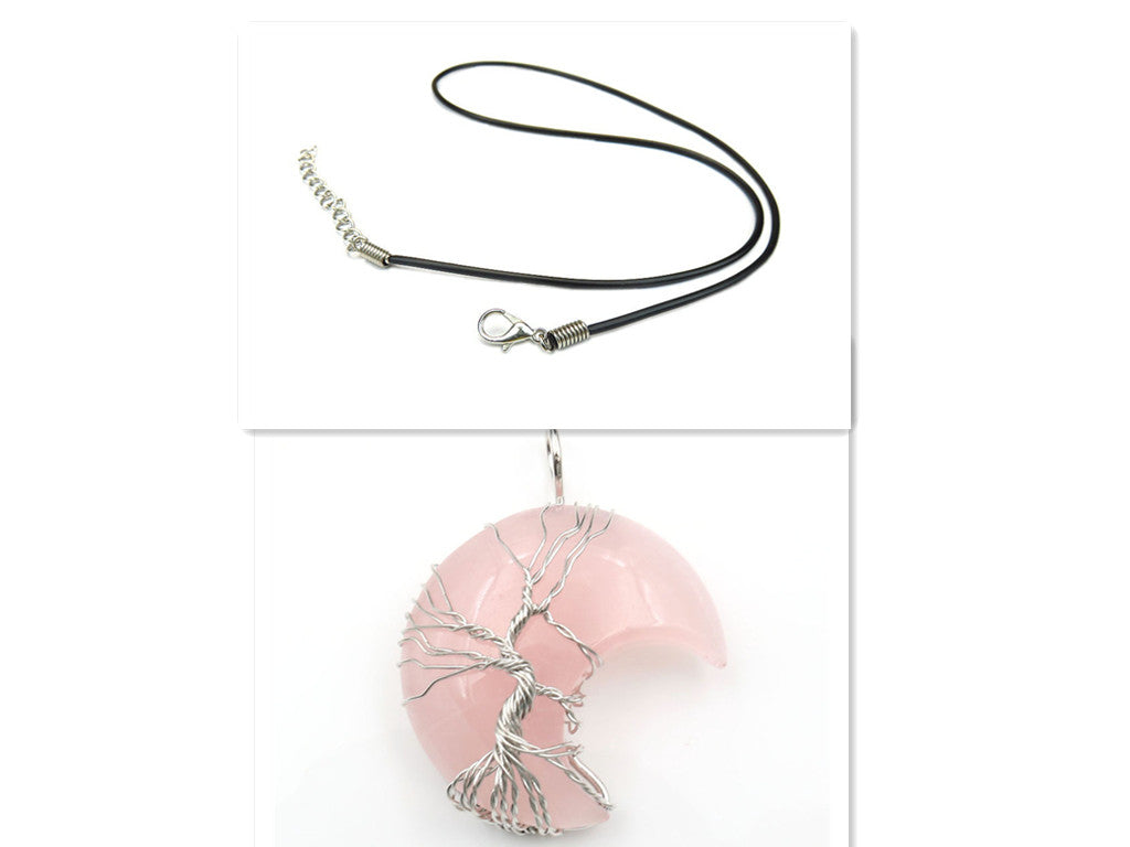 Halskæde med Livets Træ vedhæng og Månekrystal Accessories 