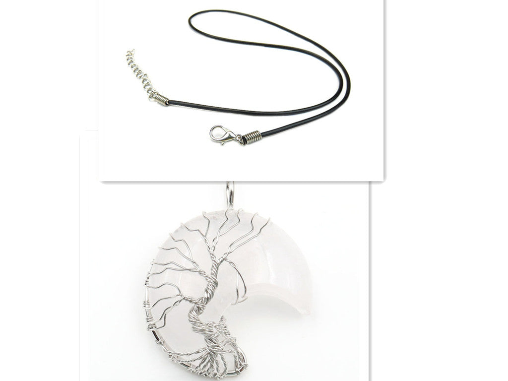 Halskæde med Livets Træ vedhæng og Månekrystal Accessories 