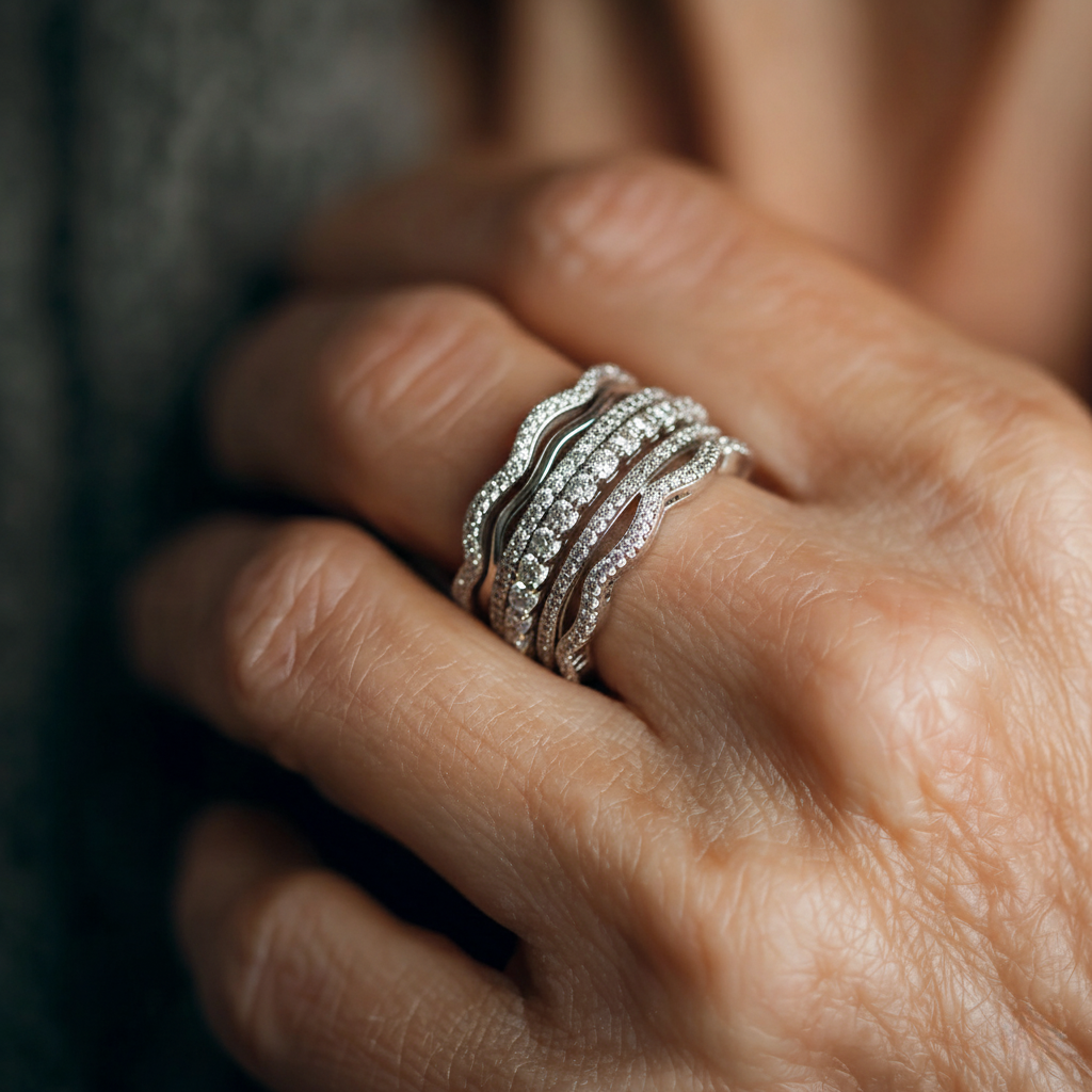 Vintage ring med zirkon i lag 