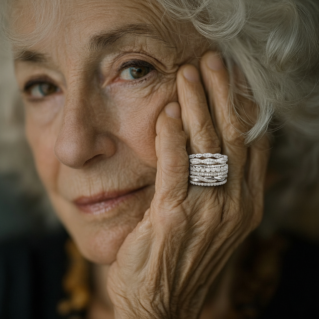 Vintage ring med zirkon i lag 