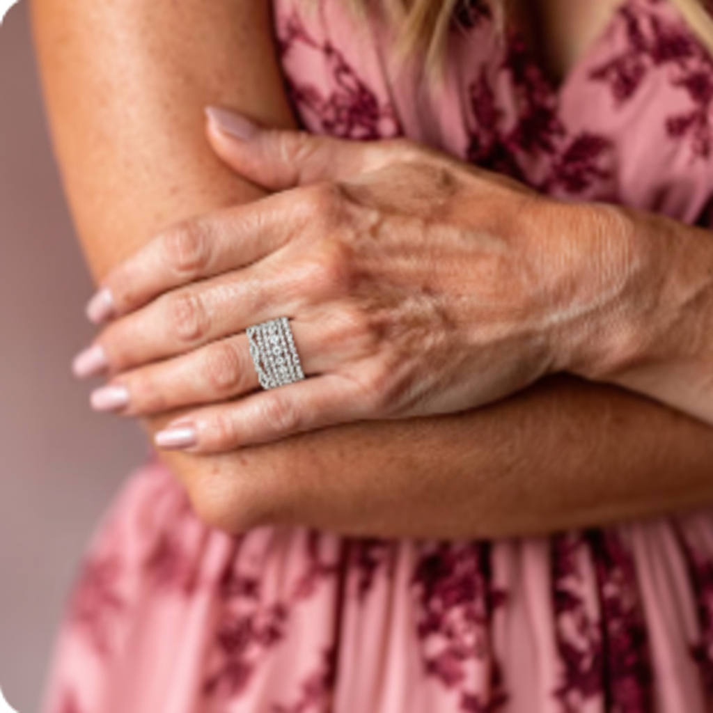 Vintage ring med zirkon i lag 