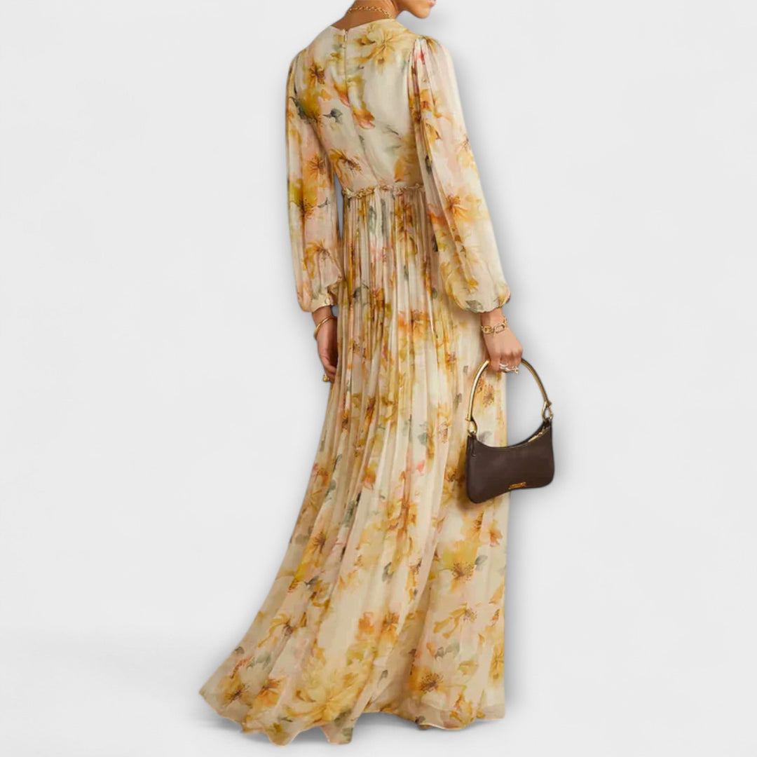 Tamarka | Blomsterprintet maxikjole med slå-om-logo