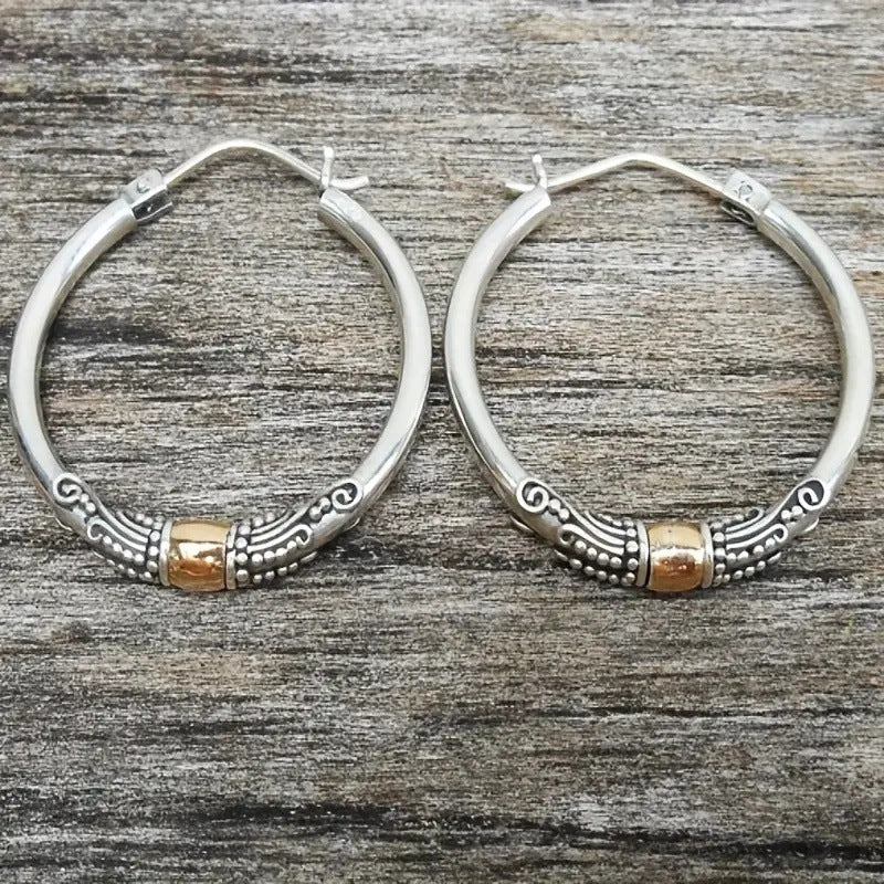 Retro Øreringe med Udsmykkede Ring i To Farver