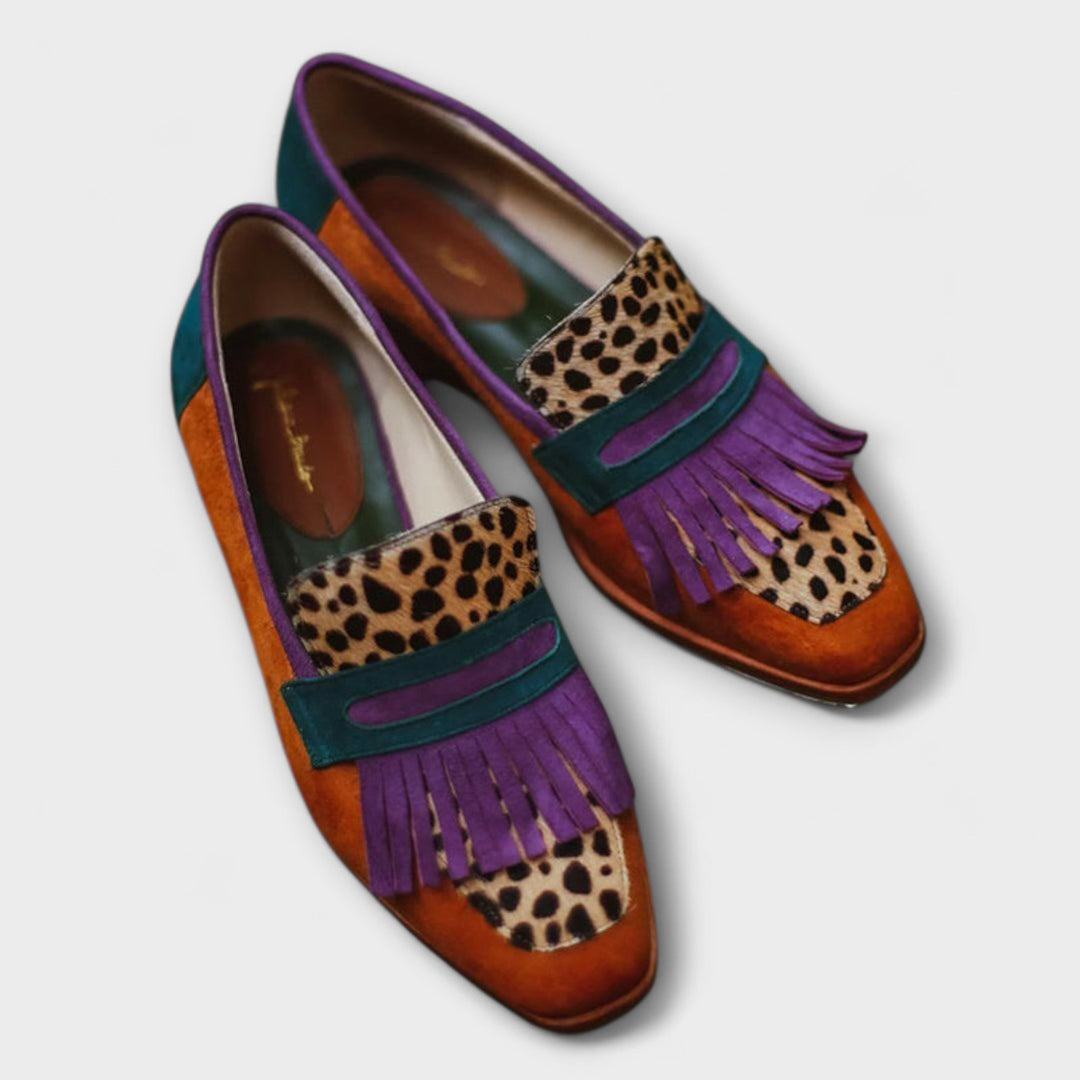 Fallon - Brune loafers med leopardprint