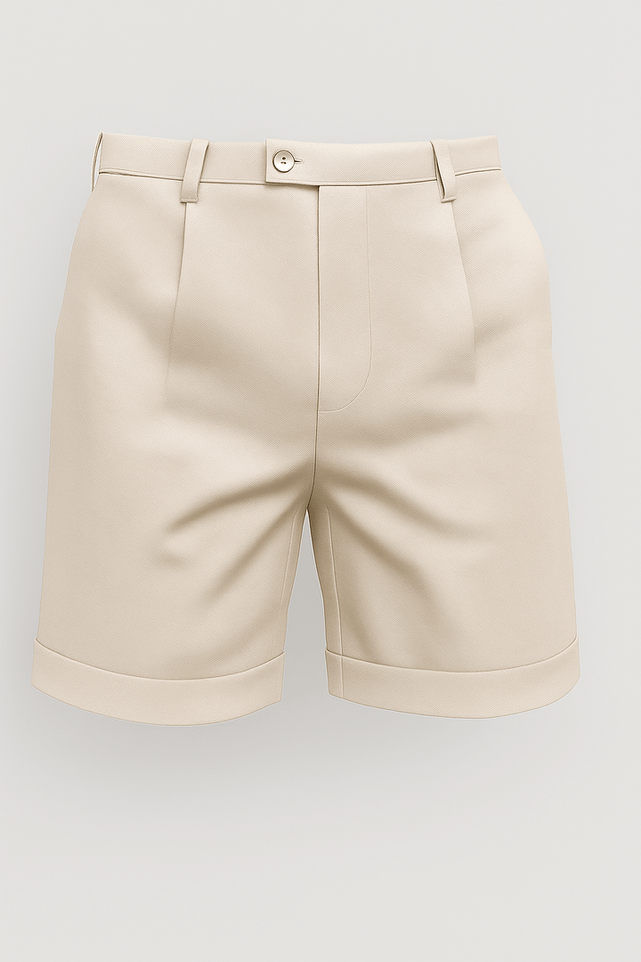 Herreshorts med læg og lommer – offwhite og alsidige