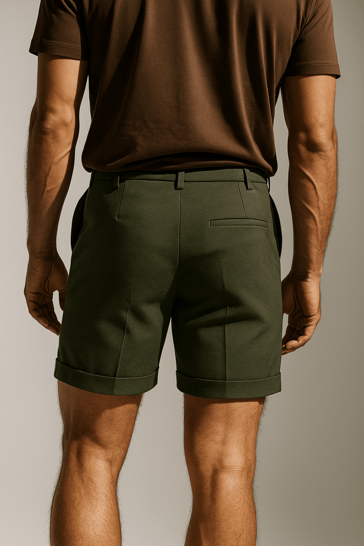Herreshorts med læg og lommer – grøn og alsidige