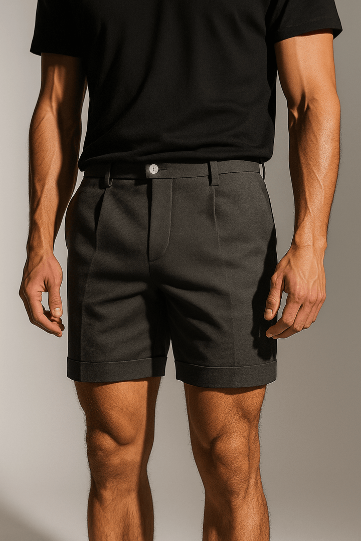 Herreshorts med læg og lommer – skifergrå og alsidige