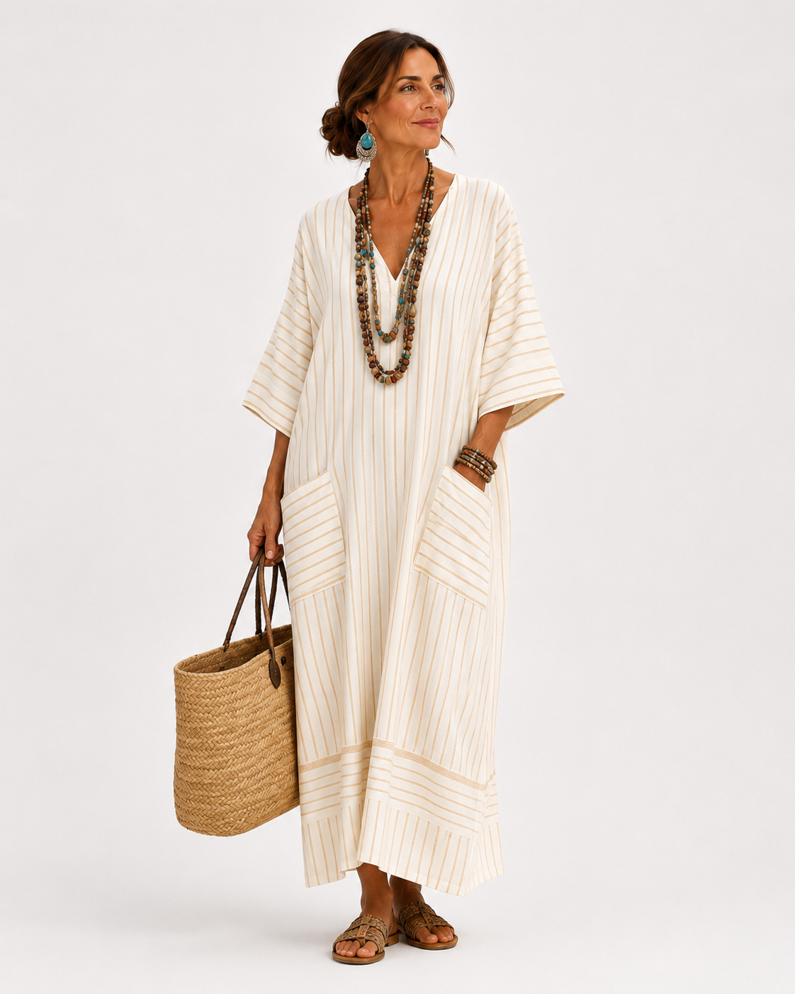 Caftán Farah Beige Striber
