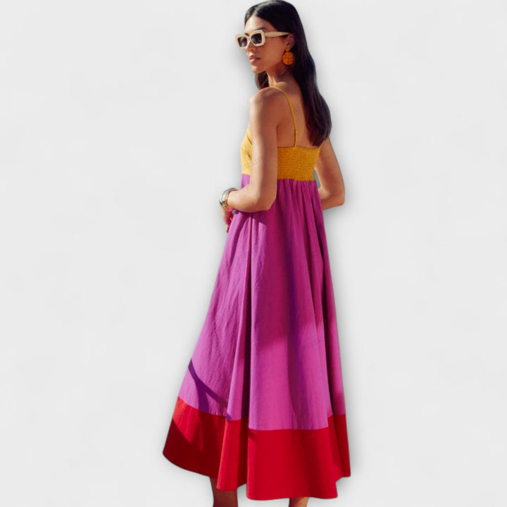 Adrianka - Color Block-kjole med spaghettistropper 