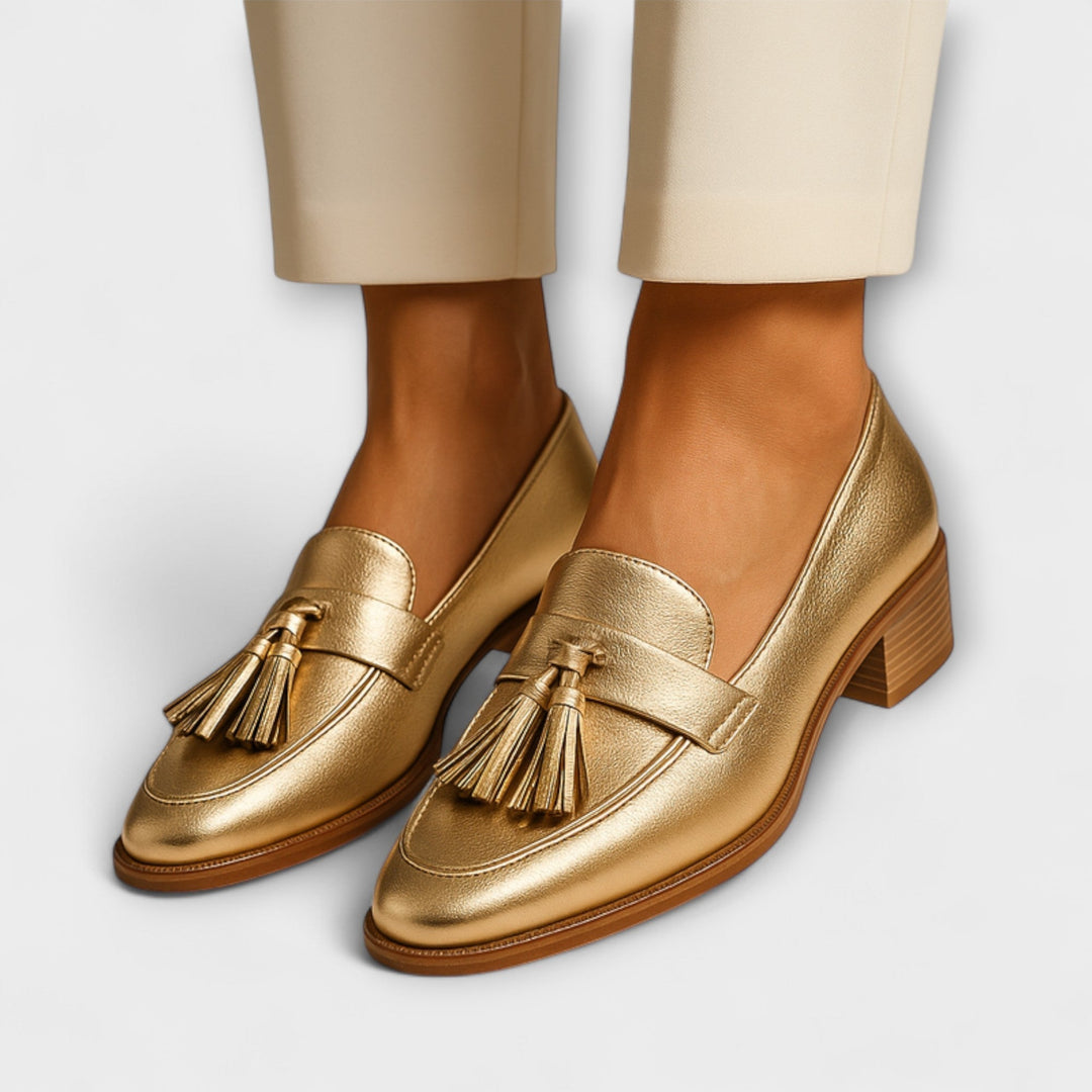 Celeste - Guldfarvede loafers