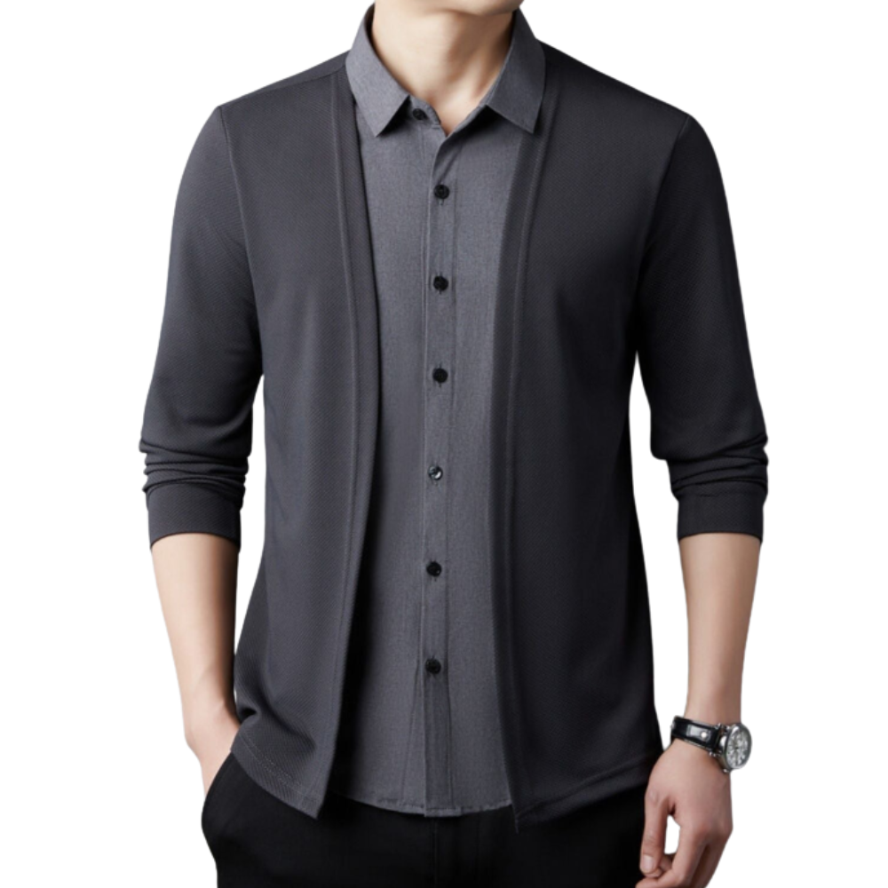 2-i-1 skjorte og cardigan