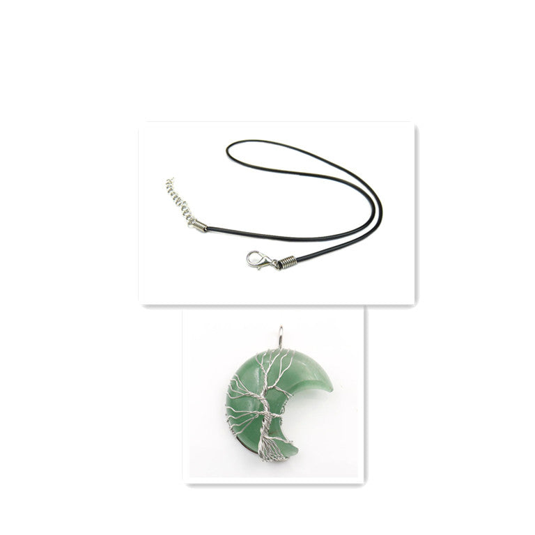 Halskæde med Livets Træ vedhæng og Månekrystal Accessories 