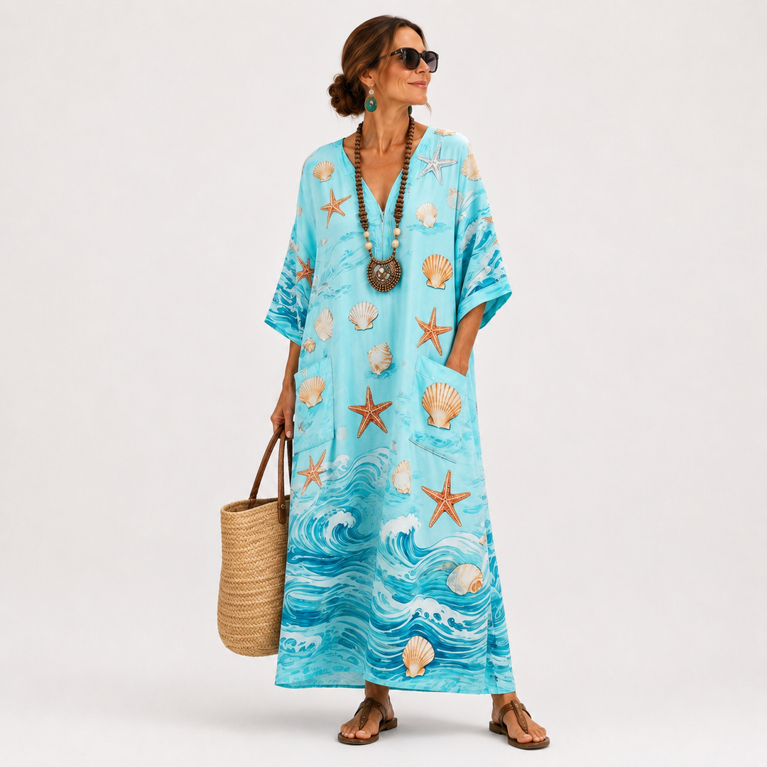 Kaftan Lucía Turquesa Marino