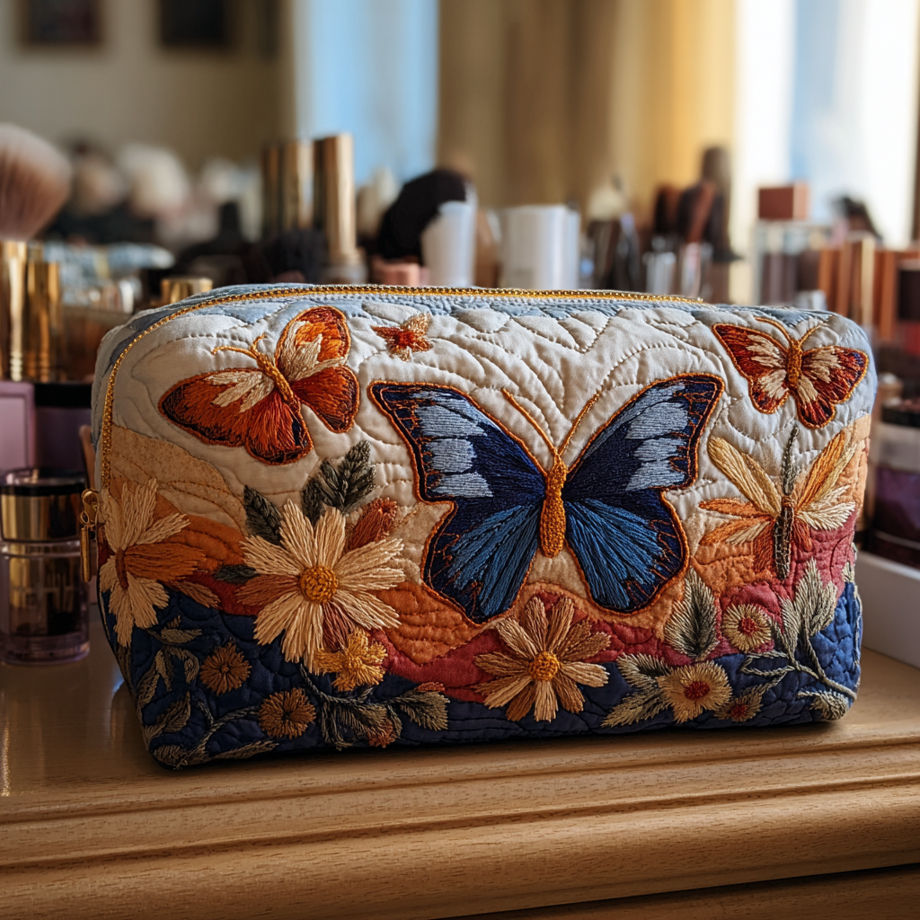 Makeuptaske Sommerfugl i Ravgult