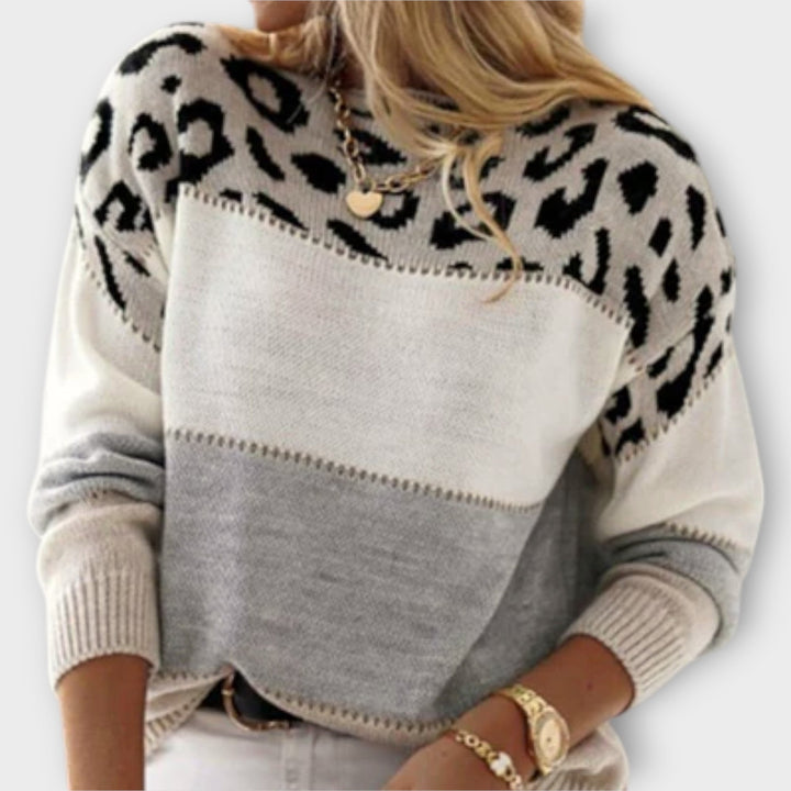Cheyenne - Løs sweater med leopardmønster