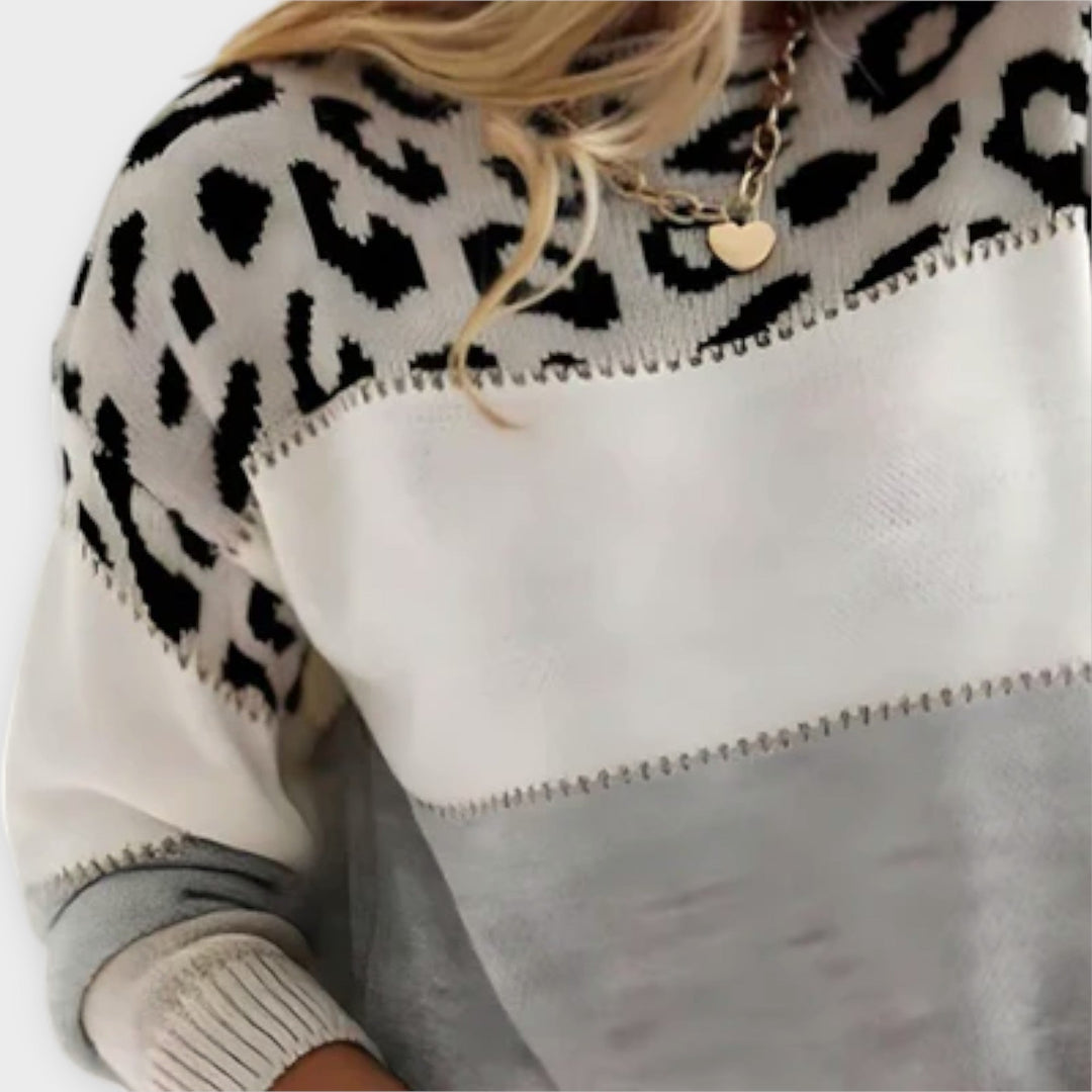 Cheyenne - Løs sweater med leopardmønster
