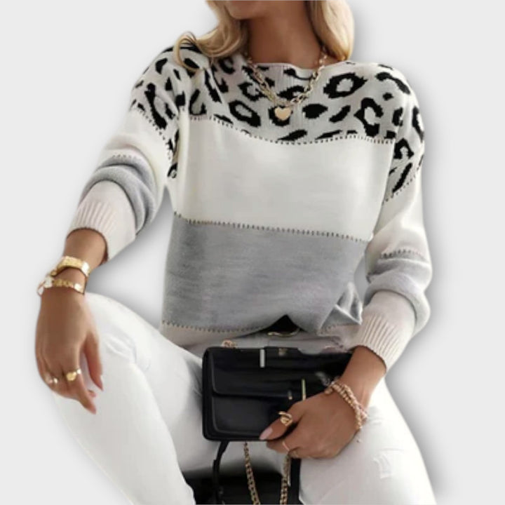 Cheyenne - Løs sweater med leopardmønster