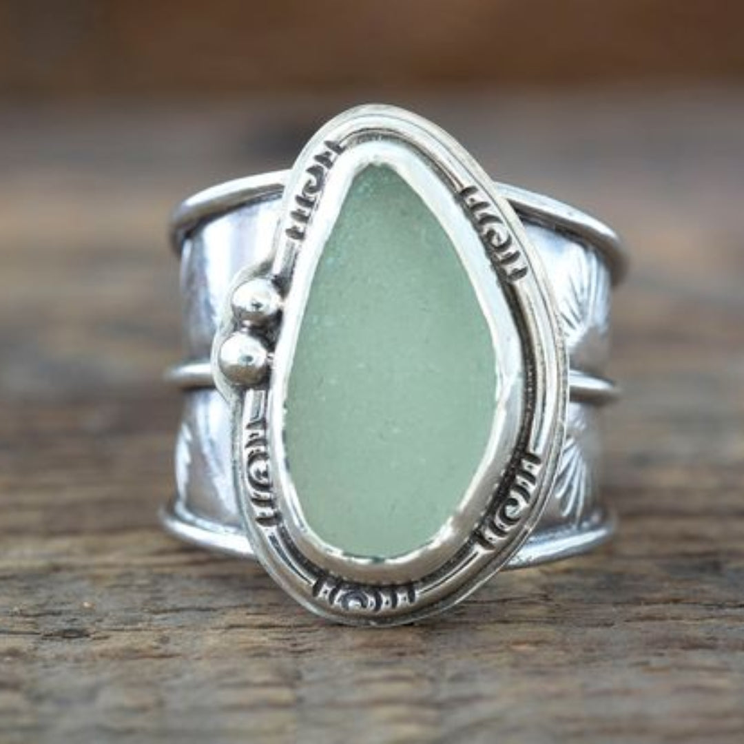 Vintage ring med grøn månesten
