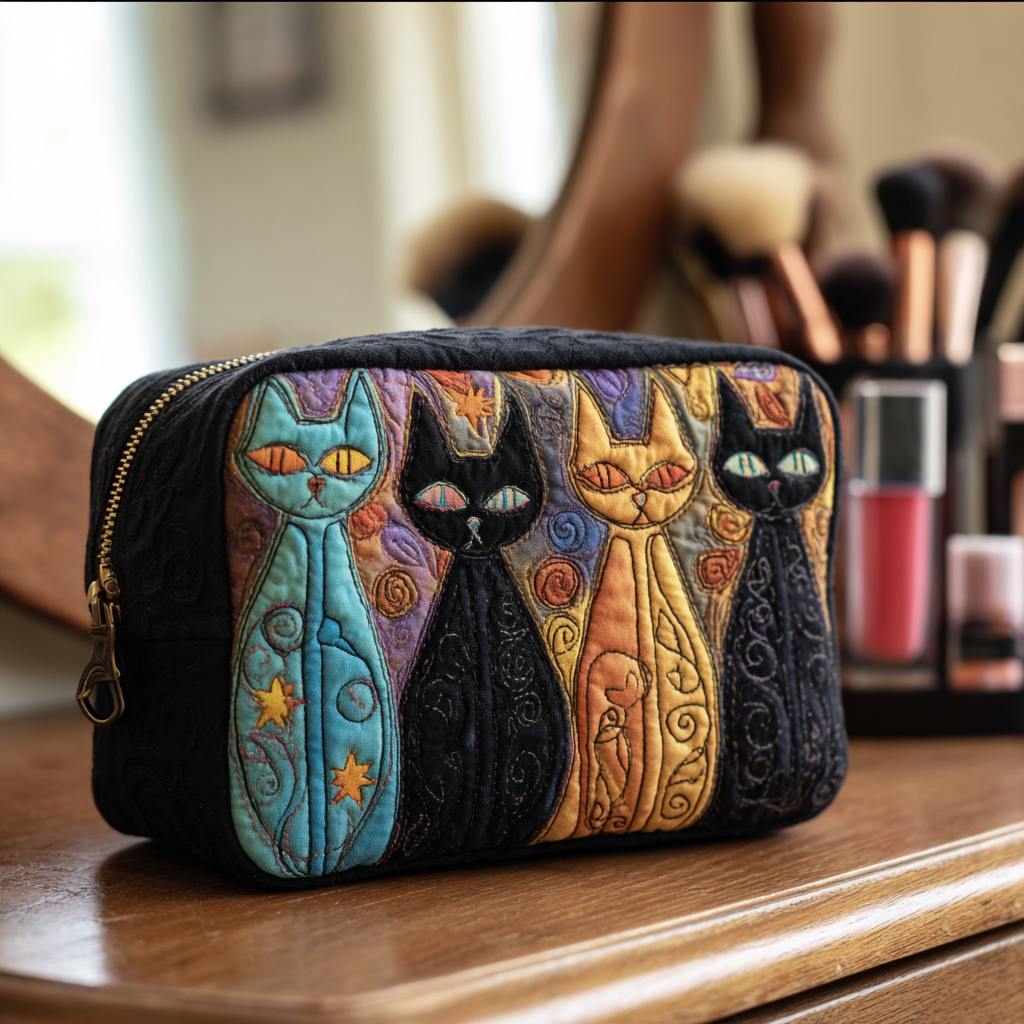 Makeuptaske Katte i Turkis