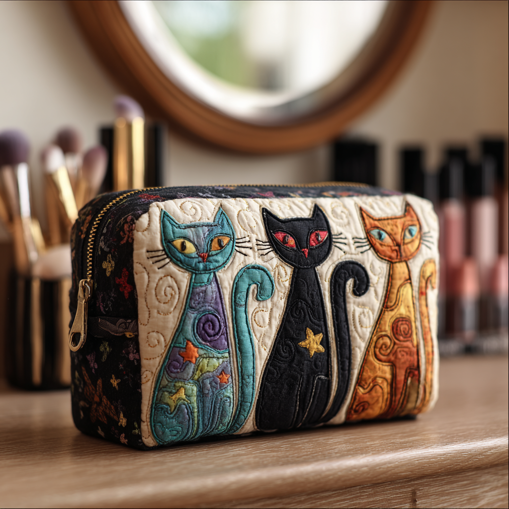 Makeuptaske Katte i Guld