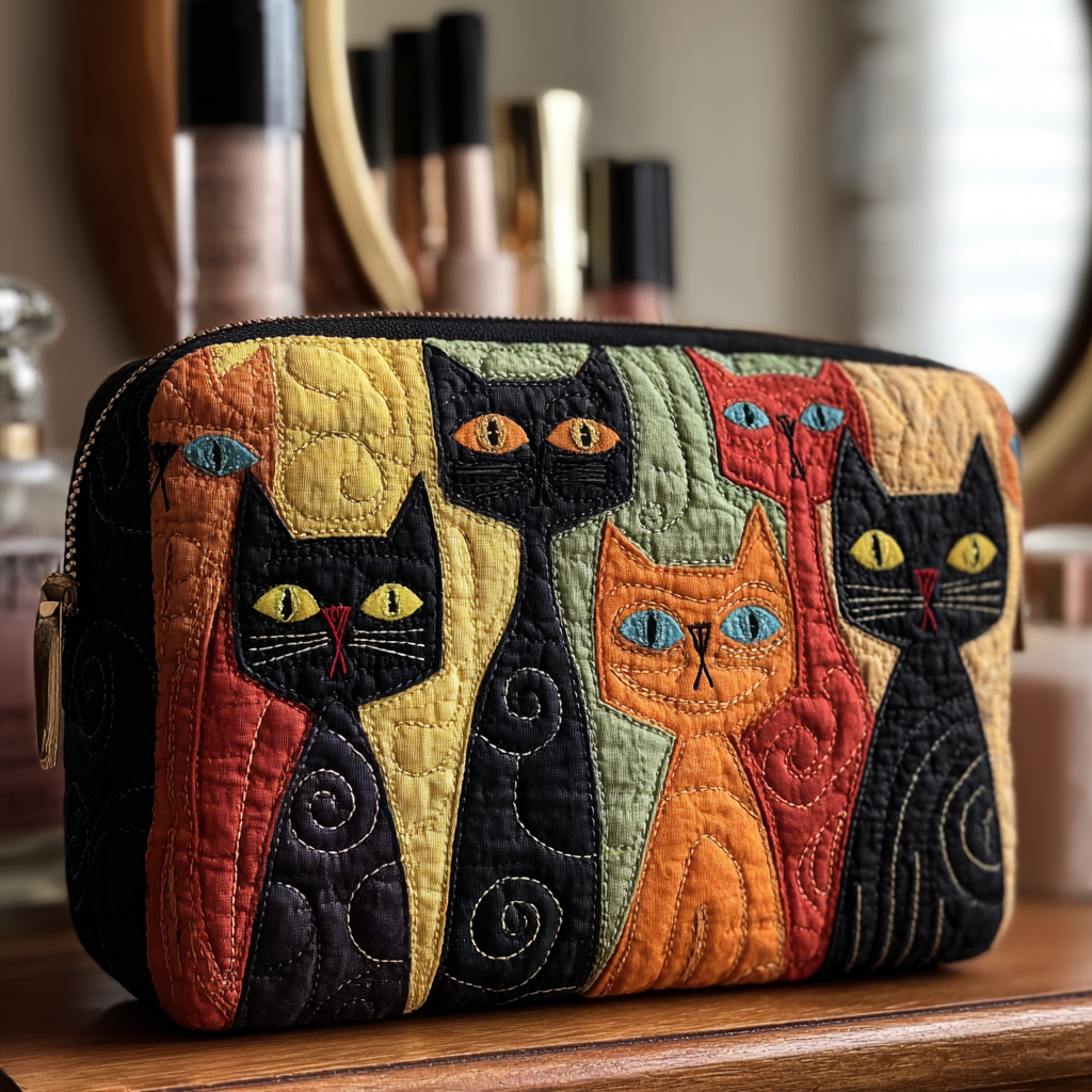 Makeuptaske "Farverige Katte"