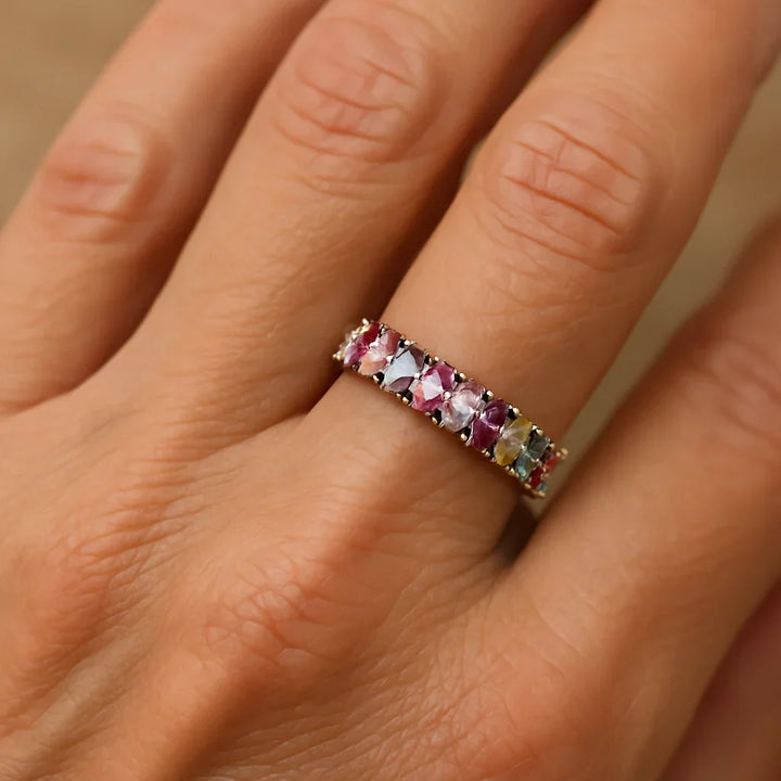 Vintage Ring med Multifarvede Zirkoner 