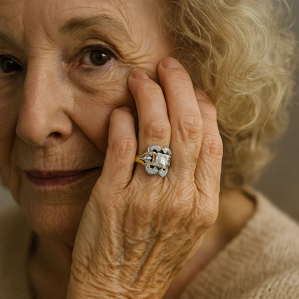 Guld Vintage Ring med honning Zirkoner 