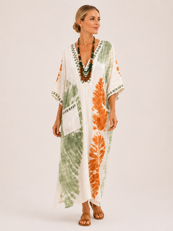 Kaftan Mariam Tie-Dye Grøn