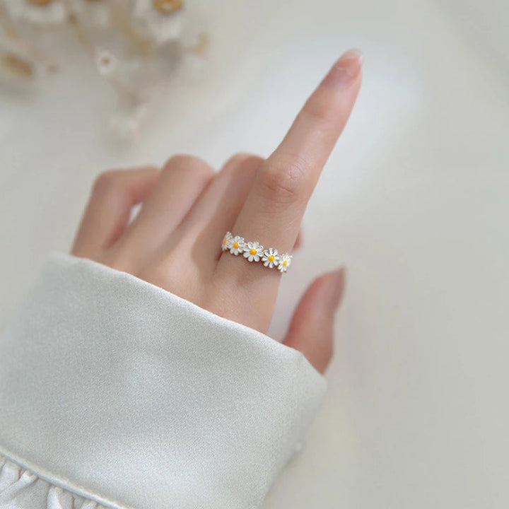 Sølv ring i form af en marguerit 