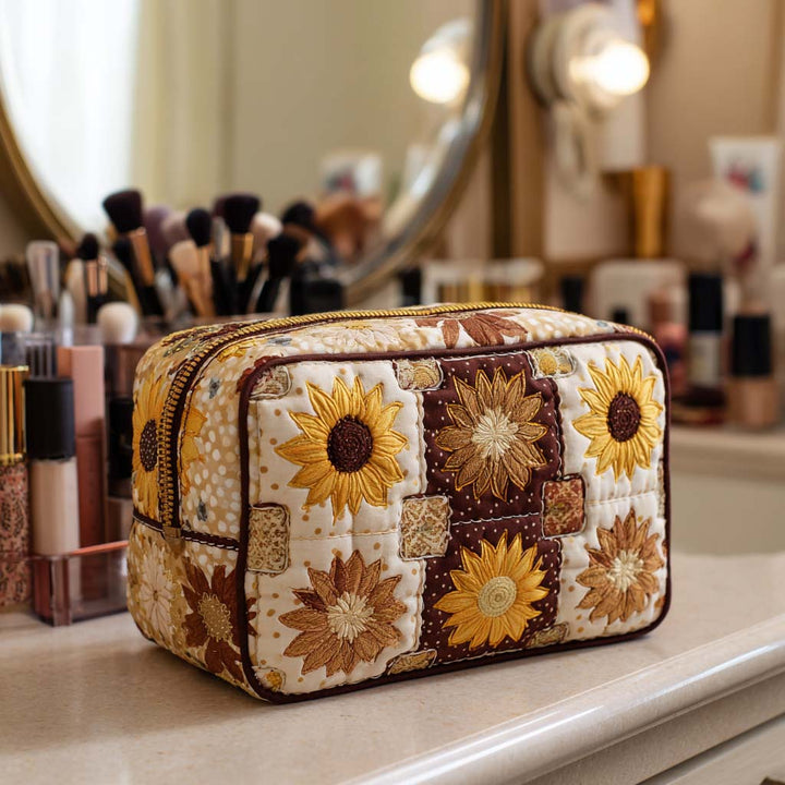 Makeuptaske Solsikker i Beige