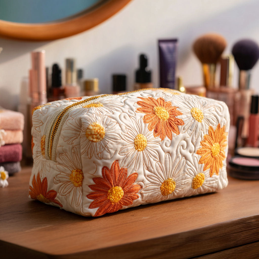 Makeuptaske Orange Blomster