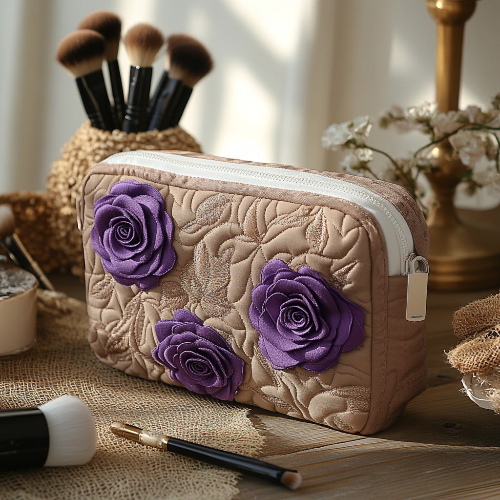 Makeuptaske Lilla Roser i Relief