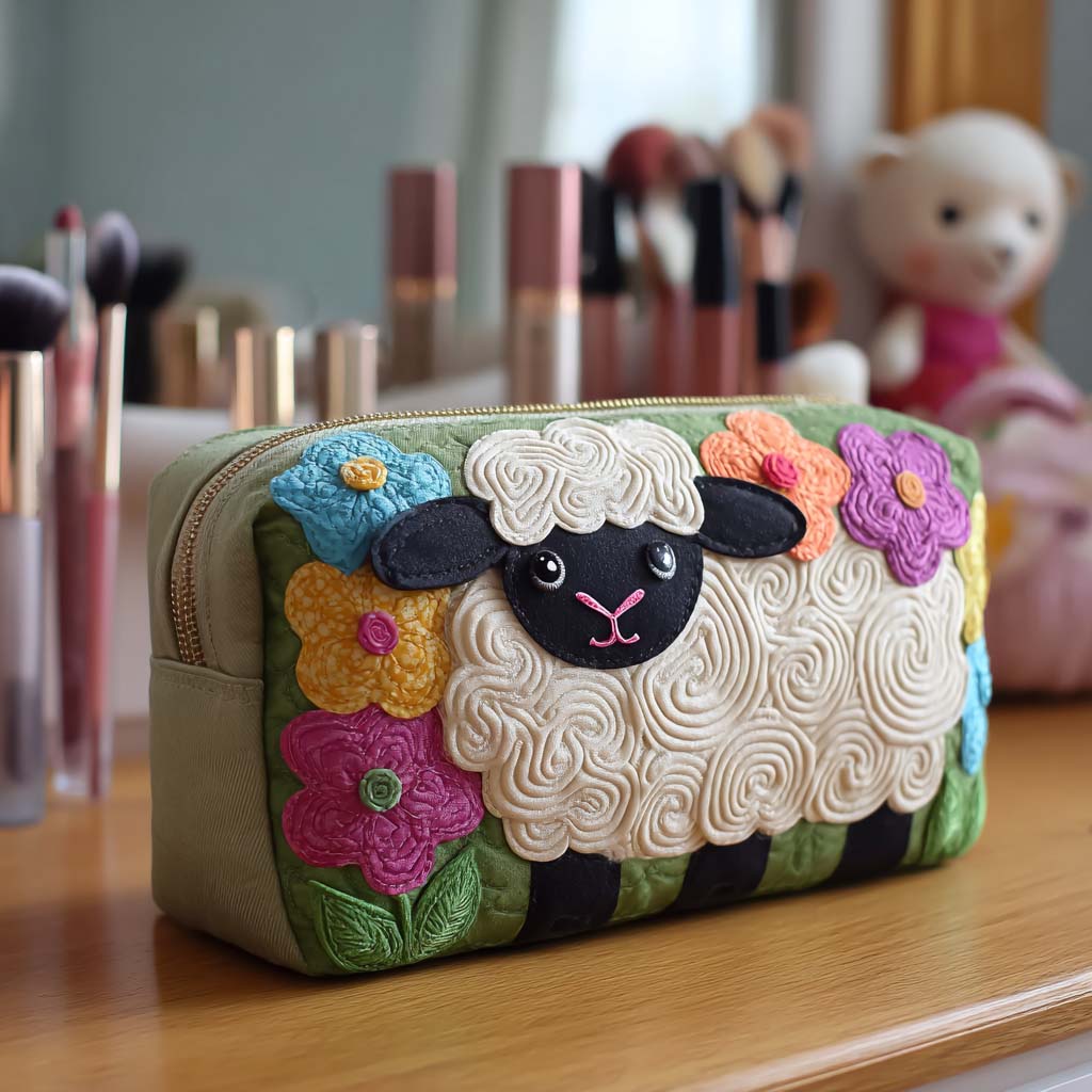 Makeuptaske Får og Blomster