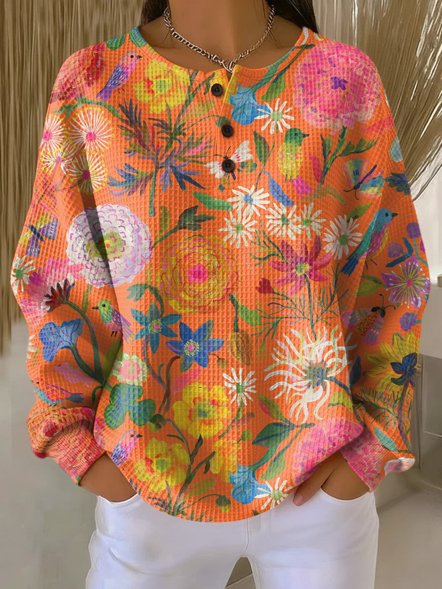Freja™ - Pullover med farverigt blomstermønster