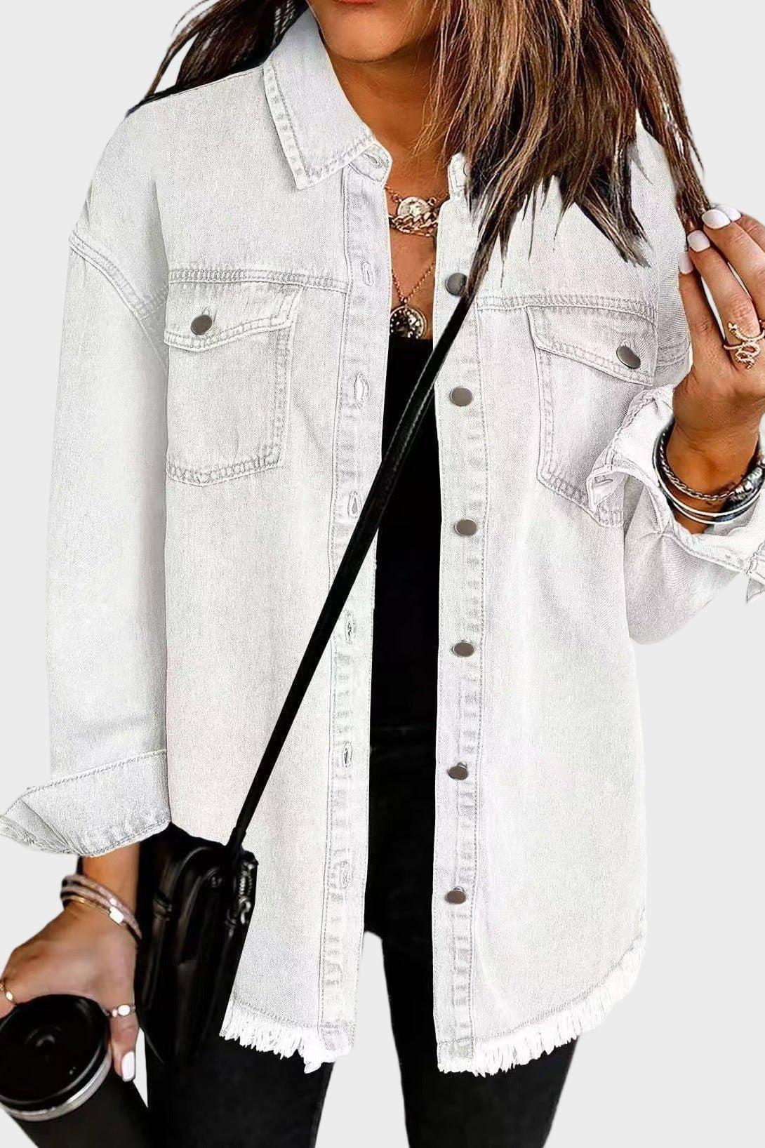 Gry | Hvid denimjakke