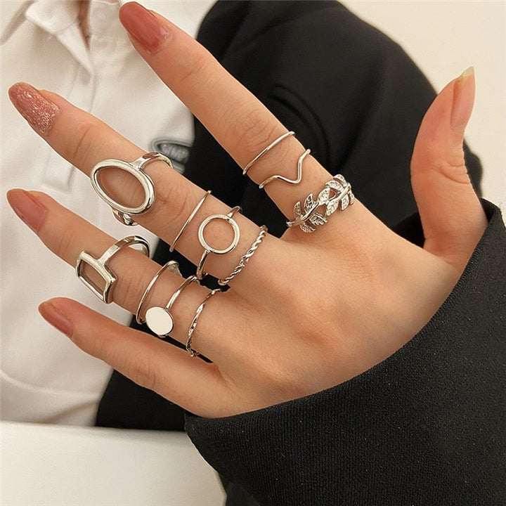 Sæt med 11 vintage ringe og sølv 