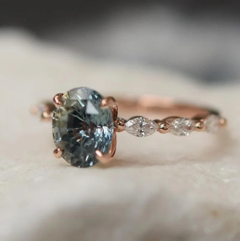 Vintage ring og rosaguld honning safir 