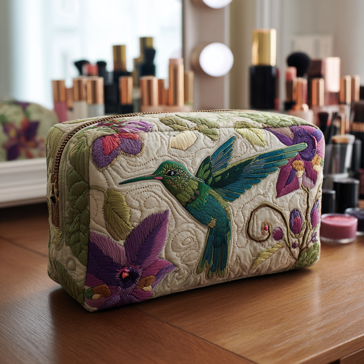 Makeuptaske Kolibri i Blomstereng