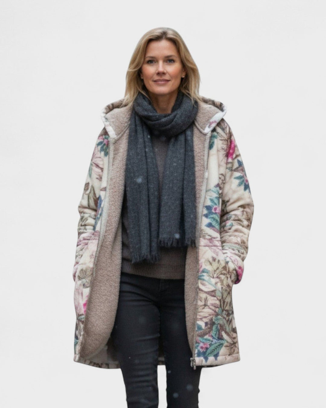 Ivy | Pastel Botanisk Fleeceforet Jakke 