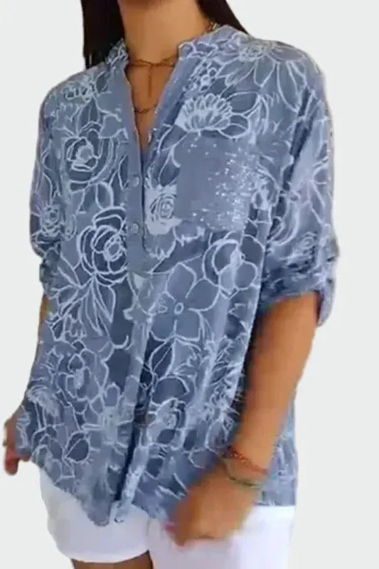 Johanne | Blå blomsterbluse