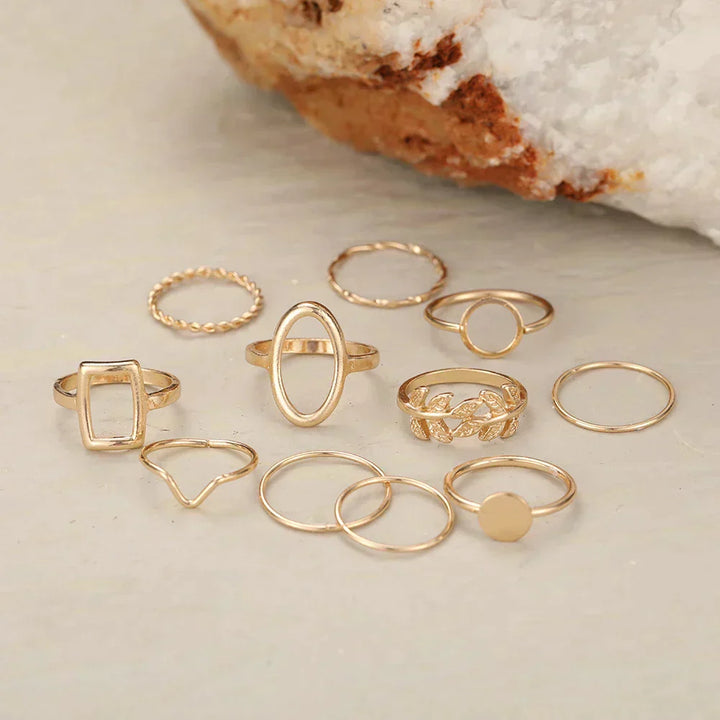 Sæt med 11 vintage ringe og sølv 
