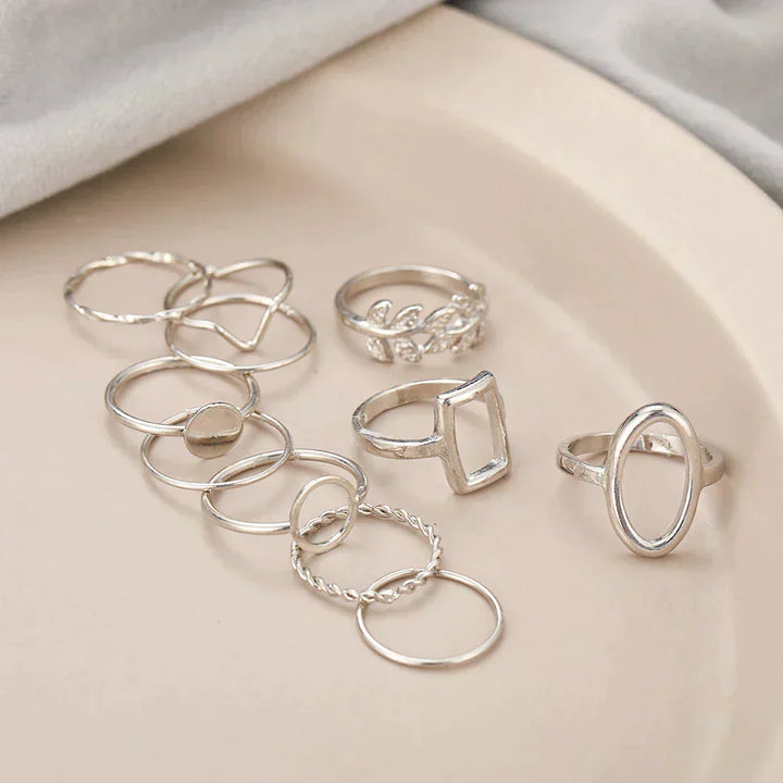 Sæt med 11 vintage ringe og sølv 