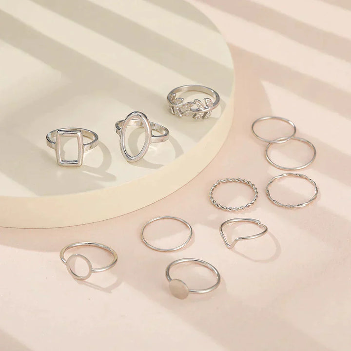 Sæt med 11 vintage ringe og sølv 