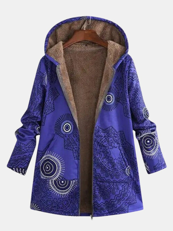 Månen | Midnatsblå Mandala Fleece hættetrøje 
