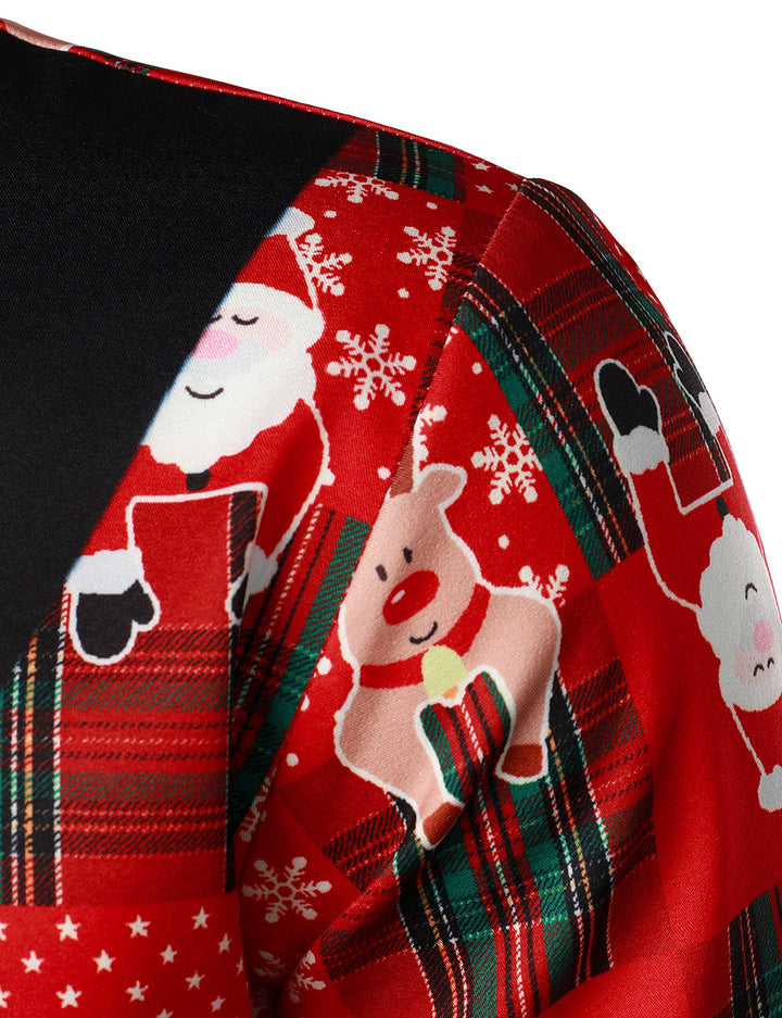 Mænds Vintage Rød Tartan Sjov Ferie Grim Jul Langærmet Skjorte 
