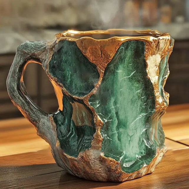 Kaffekopper med Indlejrede Mineral Krystaller