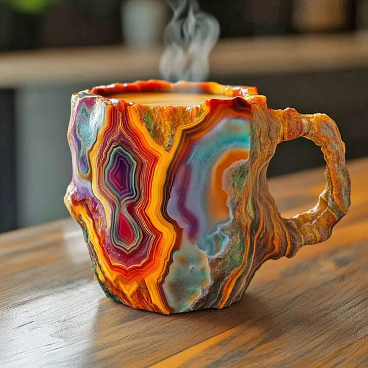 Kaffekopper med Indlejrede Mineral Krystaller